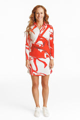 Olivia Long Sleeved Top - RED ABSTRACT - Amy Sport
