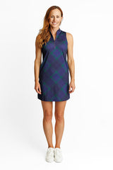 Course To Cocktails Sleeveless Dress - DARK WATCH PLAID