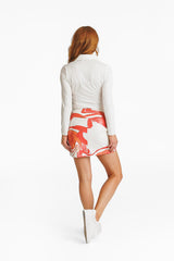 Aurora Skort - RED ABSTRACT FAUX LEATHER