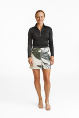 Aurora Skort - BLACK ABSTRACT FAUX LEATHER