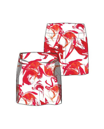 Aurora Skort - RED ABSTRACT FAUX LEATHER - Amy Sport