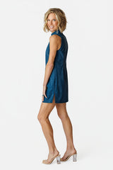 Course To Cocktails Snake Sleeveless Dress - NIGHT