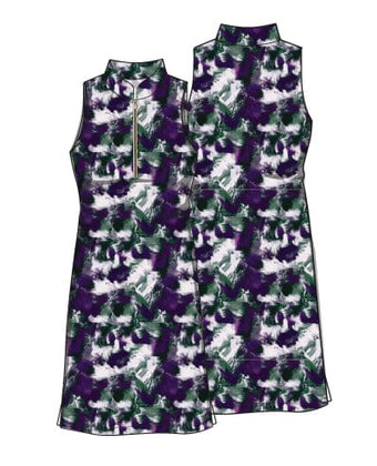 Course To Cocktails Sleeveless Dress - DARK WATCH ABSTRACT - Amy Sport