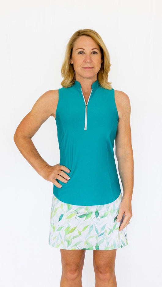 women's sleeveless golf tennis top blue green