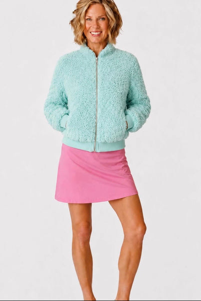 Danni Bomber Jacket - MINT JULEP SHERPA