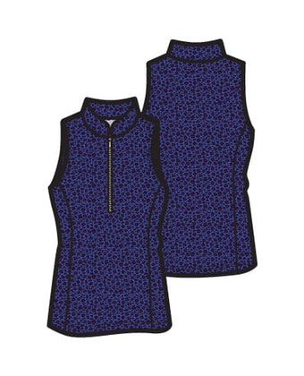 Frontline 2.0 Silver Zip Sleeveless Top - Aubergine Leopard - Amy Sport