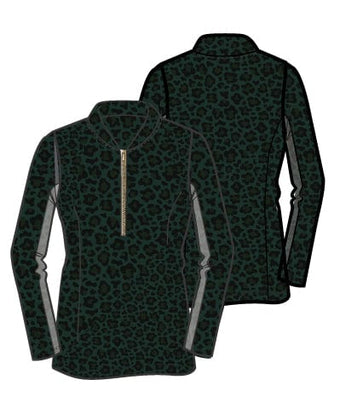 Katelyn 2.0 Long Sleeved Top - Green Leopard - Amy Sport