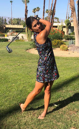 Course To Cocktails Gold Zip Sleeveless Dress - Graffiti Black - 2 LEFT M, XL - Amy Sport